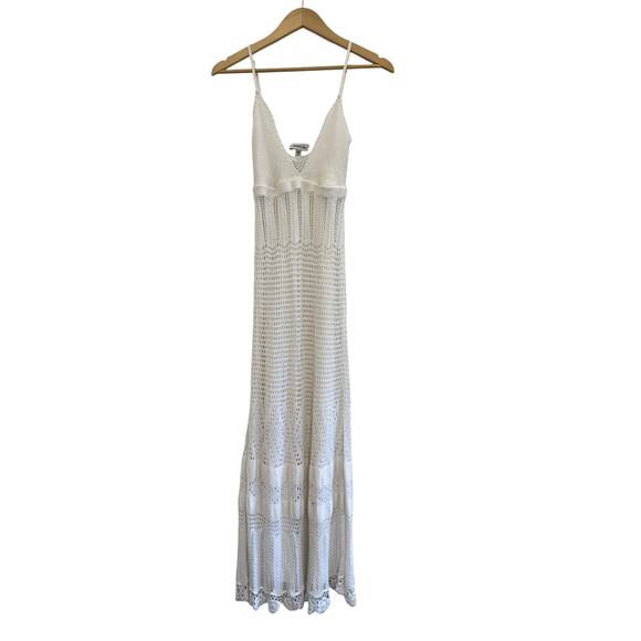 Bebe Crochet Knit Maxi Dress Womens Small Boho Y2K Cottage Fairy Whimsy White - Picture 1 of 15